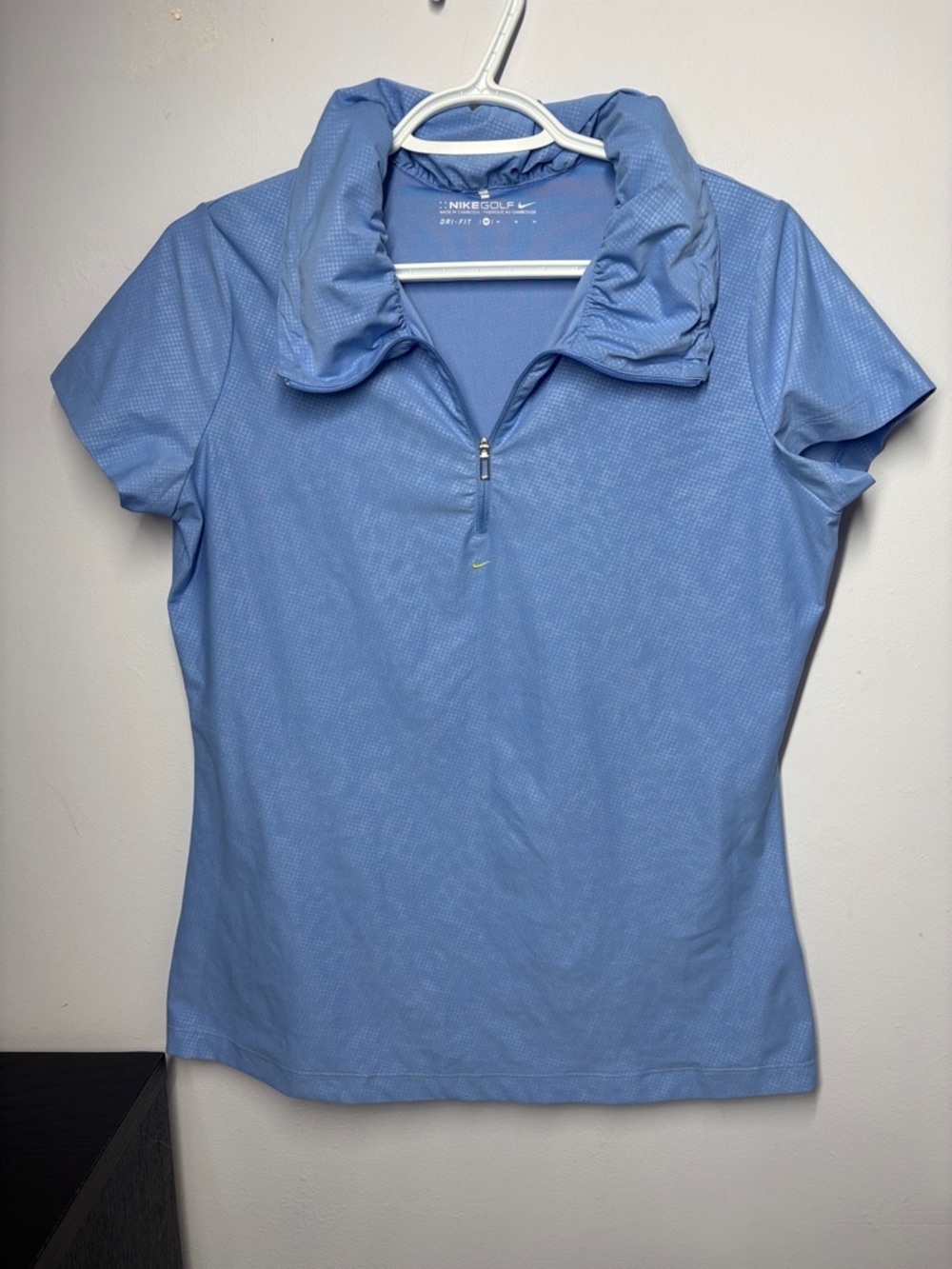 Nike Light Blue Short Sleeve Golf Polo with Quarter Zip
